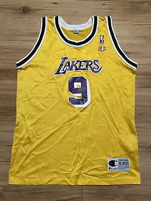 Vintage Champion Los Angeles Lakers Nick Van Exel Jersey Youth XL (18-20) Gold • $44.99