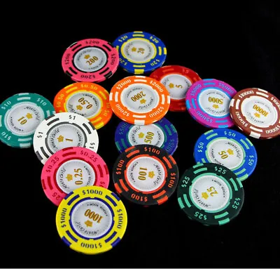 25 Texas Clay Poker Casino Game Chips Set 14g Multi Colour Poker Chips Play Chip • £16.79