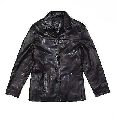 JACK DANIELS Womens Tennessee Whiskey Biker Leather Jacket Black M • £53.99