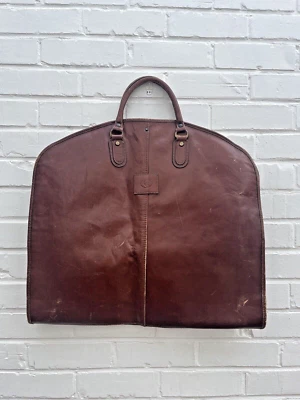 £74.99 • Buy Vintage C&C Brown Tan Italian Leather Suit Carrier Travel Bag With Handles