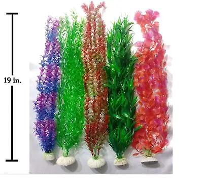 $16.50 • Buy Lot Of 4 - 19  Artificial Plastic Decoration Aquarium Plant For Fish Tank New