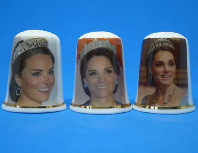 £9.95 • Buy Birchcroft China Thimbles -- Set Of Three -- Duchess Of Cambridge Tiaras