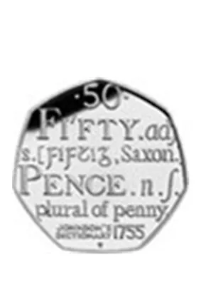 Johnson's Dictionary 1755 Saxon Plural Of Penny 2005  50p Fifty Pence Coin Lot B • £1.50