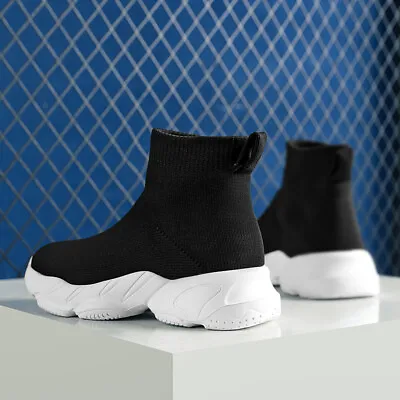 Kids Lightweight Sock Shoes Boys Girls Sneakers Casual Trainers Walking Shoes • £14.17