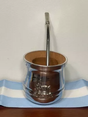 Mate Cup Yerba Argentino - Algarrobo With Aluminum + Bombilla Straw • $29.99
