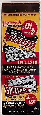 Speedway Razor Blades Vintage Matchbook Cover • $3.99