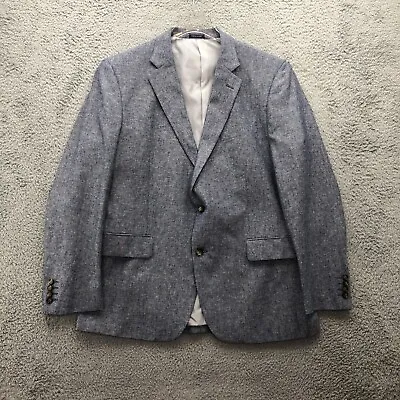 $44.50 • Buy Stafford Mens Blazer Blue Gray 44R Linen Cotton Classic Fit Sports Coat Jacket