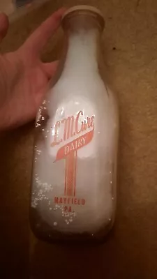 Vintage Mayfield PA Milk Bottle Quart L.M. Cure Dairy 1960 • $33