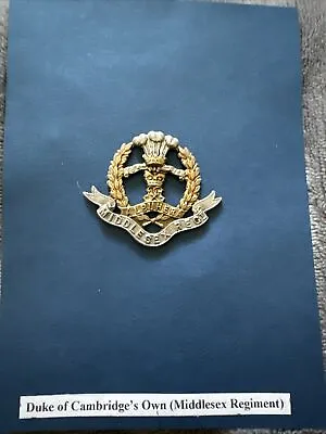 Duke Of Cambridge Own Middlesex Regiment Cap Badge - Bi-metal • £8.99