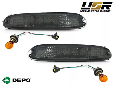 DEPO Smoke Bumper Turn Signal Light + Bulbs + Socket For 90-97 Mazda MX-5 Miata • $60.95