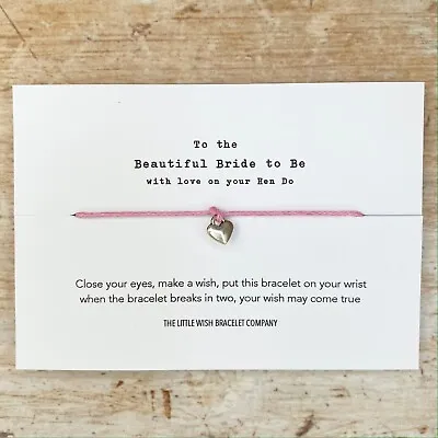 £2.45 • Buy Bride To Be On Your Hen Party Wish Bracelet & Card Weekend/ Do/ Night Favour