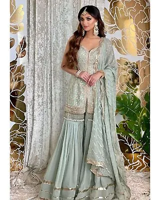 £62.69 • Buy Party Wear Suit Sharara Designer Wedding Salwar Kameez Pakistani Palazzo Suit