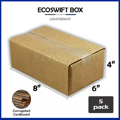 5 8x6x4 EcoSwift Cardboard Packing Moving Shipping Boxes Corrugated Box Cartons • $8.69