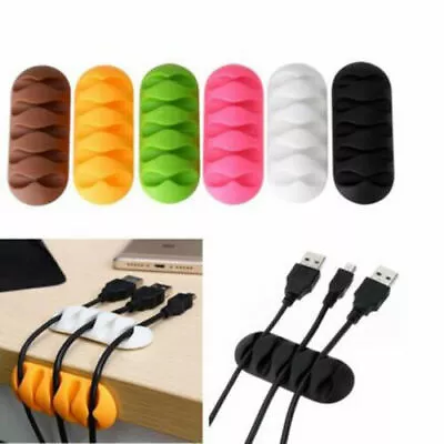 Cable Clip Tidy Winder Earphone Organizer Wire Desk USB Charger Holder Clips Kit • £2.76