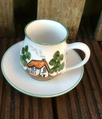 £20 • Buy Vintage Bovey Pottery Dartmoor Ware Thatched Cottage Trees Ceramic Mug Saucer