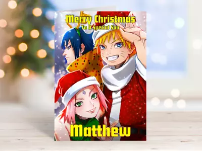 Christmas Card Personalised Christmas Card Naruto Anime Son Daughter • £2.99