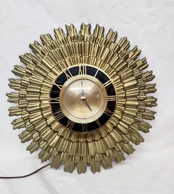 Vintage 15  Mid Century MCM Herold #507 Wall Clock Starburst Sunburst USA Made • $74