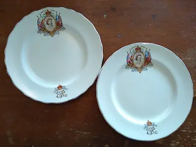 2x Queen Elizabeth II Coronation 7  Plates 1953 - Made In England • £4.99