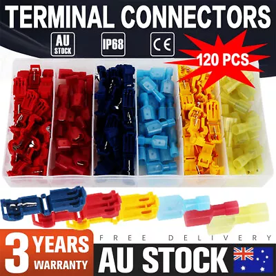 120Pcs T-Tap Electrical Wire Crimp Terminals Quick Splice Cable Connectors Kit • $15.49