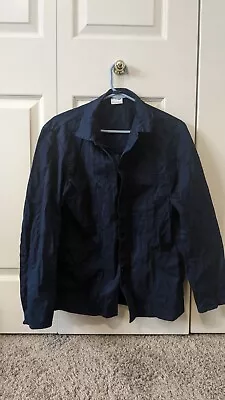 Vintage 1970s French Chore Coat Jacket Navy Blue Twill Medium • $32