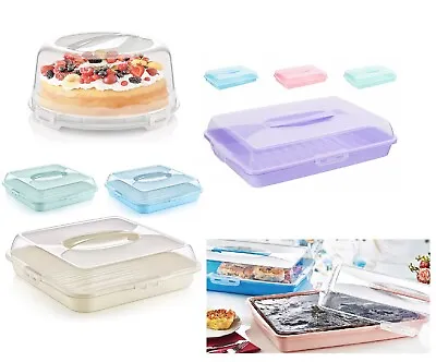 Plastic Cake Box Carrier Cupcake Storage Box Container Clear With Lid Lockable • £13.95