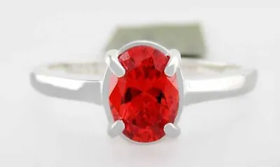 LAB CREATED 1.05 Cts PADPARADSCHA SAPPHIRE SOLITAIRE RING .925 SILVER - NWT • £0.80