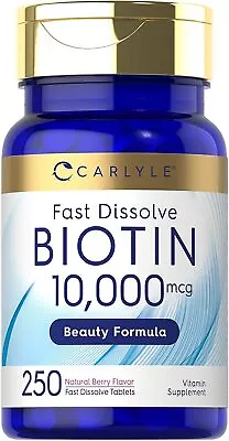 Biotin 10000mcg | 250 Fast Dissolve Tablets | Max Strength | By Carlyle • $12.99