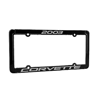 OEM GM Corvette 2003 C5 Black Metal License Plate Frame With Silver Letters Logo • $32.95