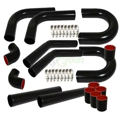 3  Inch Aluminum Turbo Intercooler Piping Pipe Kits + Clamp + Coupler Black • $104.41