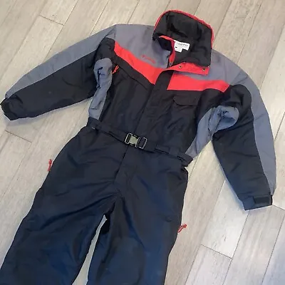 Columbia Ski Suit Mens Large One Piece Snowsuit Snow Bib Retro Black Onsie Vtg • $129.99