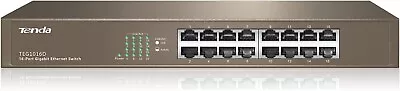 Tenda 16-Port Gigabit Ethernet Switch Plug & Play Network Fanless - TEG1016D • £41.99