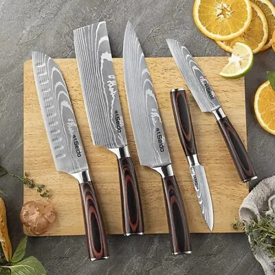 Seido Knives 5-Pieces Damascus High-Carbon Stainless Steel Master Chef Knife Set • $125.21