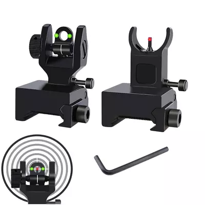 Fiber Optics Flip Up Sight Front & Rear Fiber Sights Fit Picatinny Rail US STOCK • $16.99