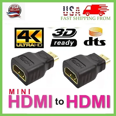 2 X Mini HDMI Male To Standard HDMI Female Adapter Gold Plated HDTV 4K 1080p 3D • $3.63