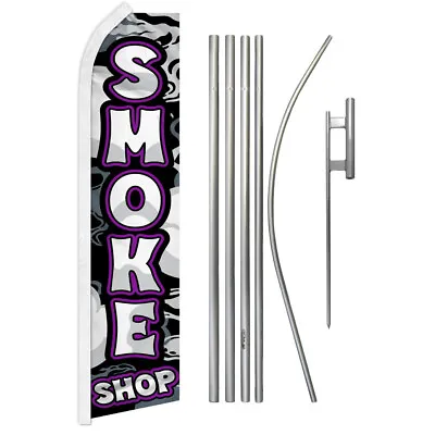 Smoke Shop Swooper Flutter Feather Advertising Flag Pole Kit Vape Shop • $69.95
