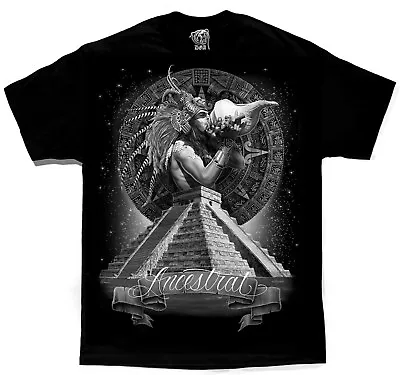 Ancestral Aztec Warrior Mayan Calendar Chicano Art By David Gonzales DGA T Shirt • $33.95