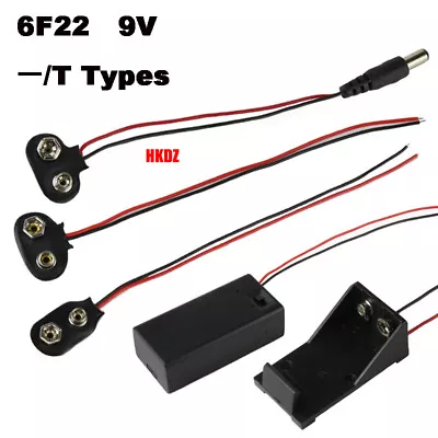 6F22 9V Battery Snap-In Clip Connector Cable Lead 150mm 9 Volt Holder 一/T Types • £1.75