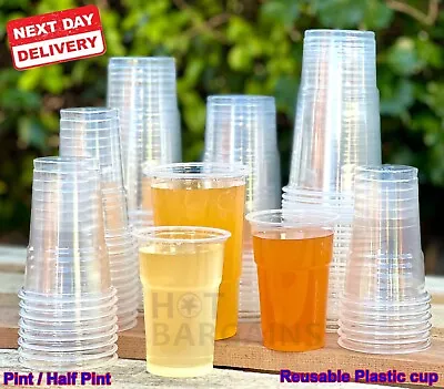 Plastic Pint Half Pint Glasses Reusable  For Home Pubs Restaurants Catering • £29.95