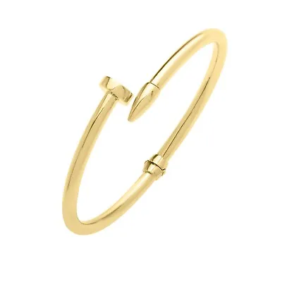 14k Yellow Gold  Hardware Nail Head Bypass Hinged Bangle Bracelet 8 Grams • $966