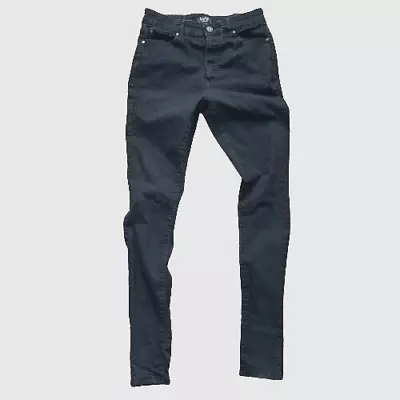 Boohoo Man Size 34 Mens Super Skinny Stretch Denim Black Jeans • $10