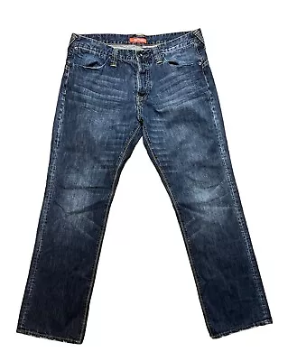 Ed Hardy Jeans Mens 36x32 Flap Pockets Medium Wash Straight Fit Distressed • $33.99