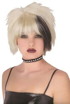 Blonde With Black Streak Pristine Punk Wig • $14.99