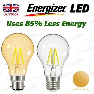 Energizer LED B22 E27 GLS Bulbs Filament 30W/ 40W/ 60W/ 75W | Warm White • £3.99