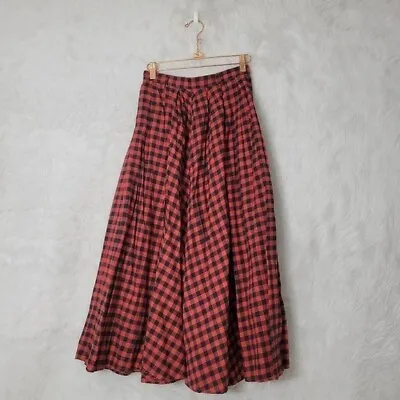 Album By Kenzo Vintage Buffalo Check Plaid Pleated Midi Skirt Size Small • $75
