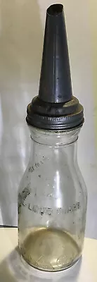 Vintage 1 Quart Glass Motor Oil Bottle With Spout • $29.99