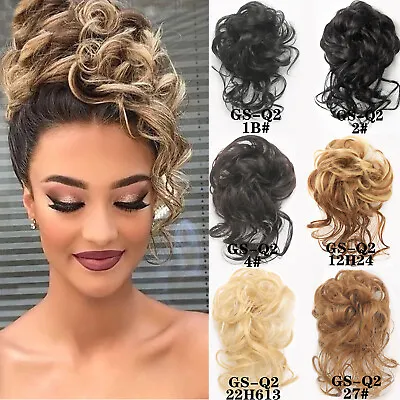 1x Messy Bun Hair Piece Tousled Updo Hair Buns Extension Elastic Hair Band Hair • £3.47