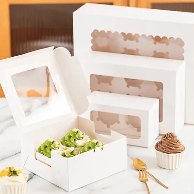 Cupcake Box Cases 1/2/4/8/12 Holes Window Face Cases Party Wedding Muffin Baking • $11.99