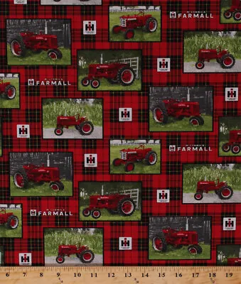 Cotton McCormick Farmall Tractors Logo Farming Fabric Print By The Yard D688.45 • $11.95