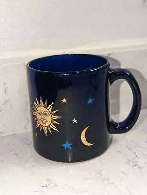 Libbey Cobalt Celestial Coffee Mug Sun Moon Stars Featured On Friends TV Show! • $68.88