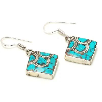 Tibetan Turquoise Handmade Bohemian Drop/Dangle Nepalese Earrings 1.60  NE 5024 • $6.49